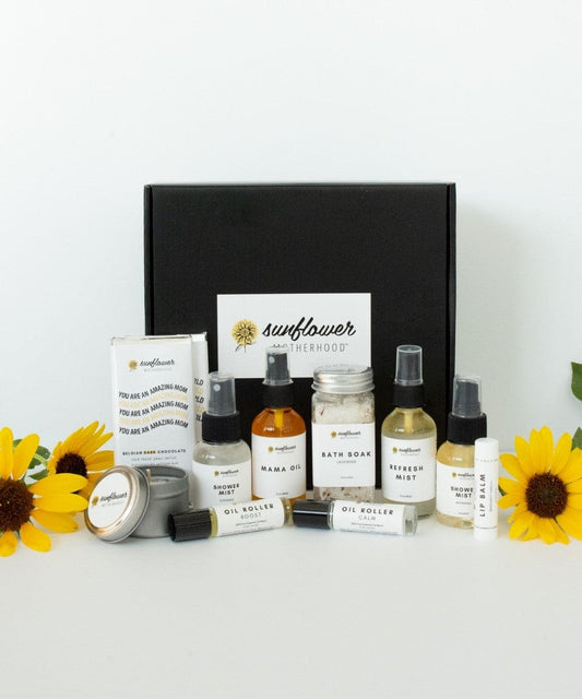 Sunflower Motherhood Deluxe Self Care Gift Box for Moms