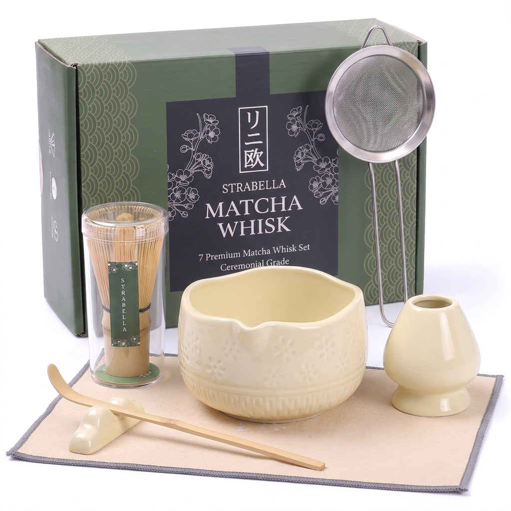 Strabella Matcha Whisk Set – Bamboo Whisk & Ceramic Bowl