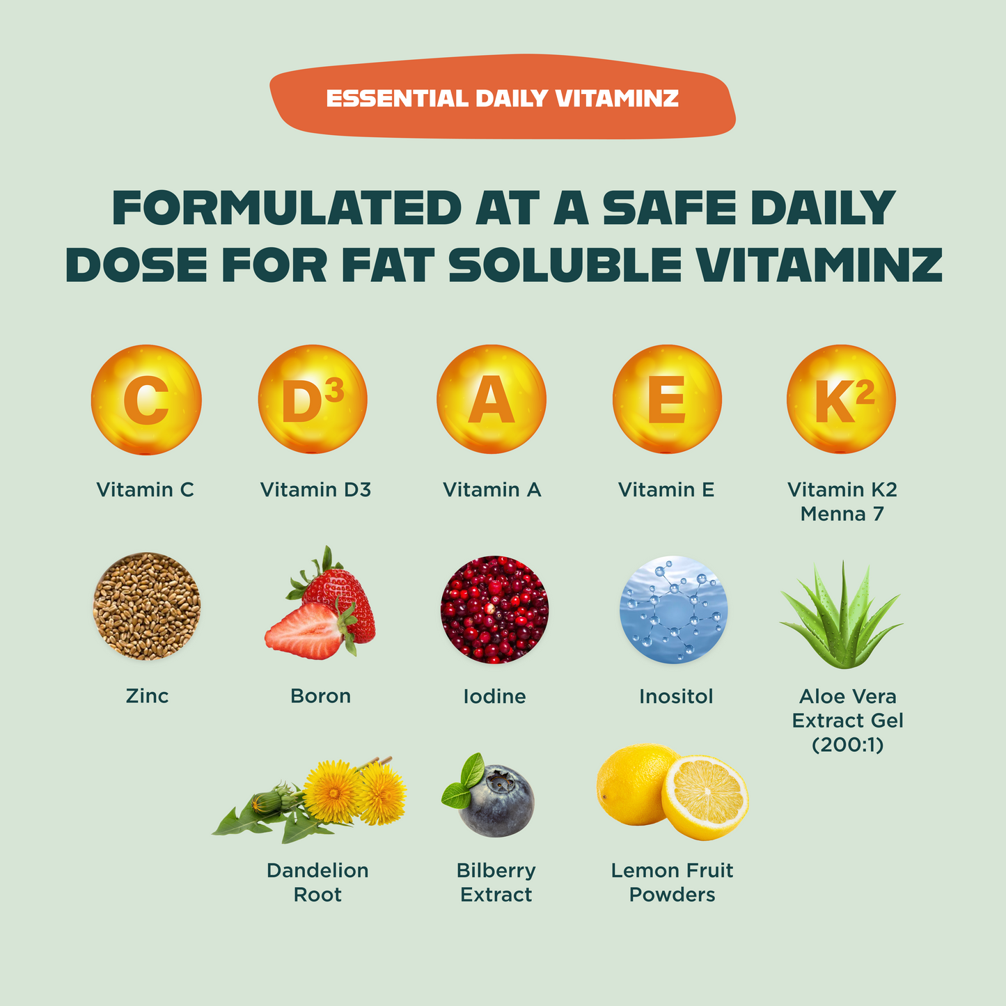 Optimize Vitaminz - Whole Food Fat-Soluble Vitamins A, D3, E, K2 (30 Day Supply)