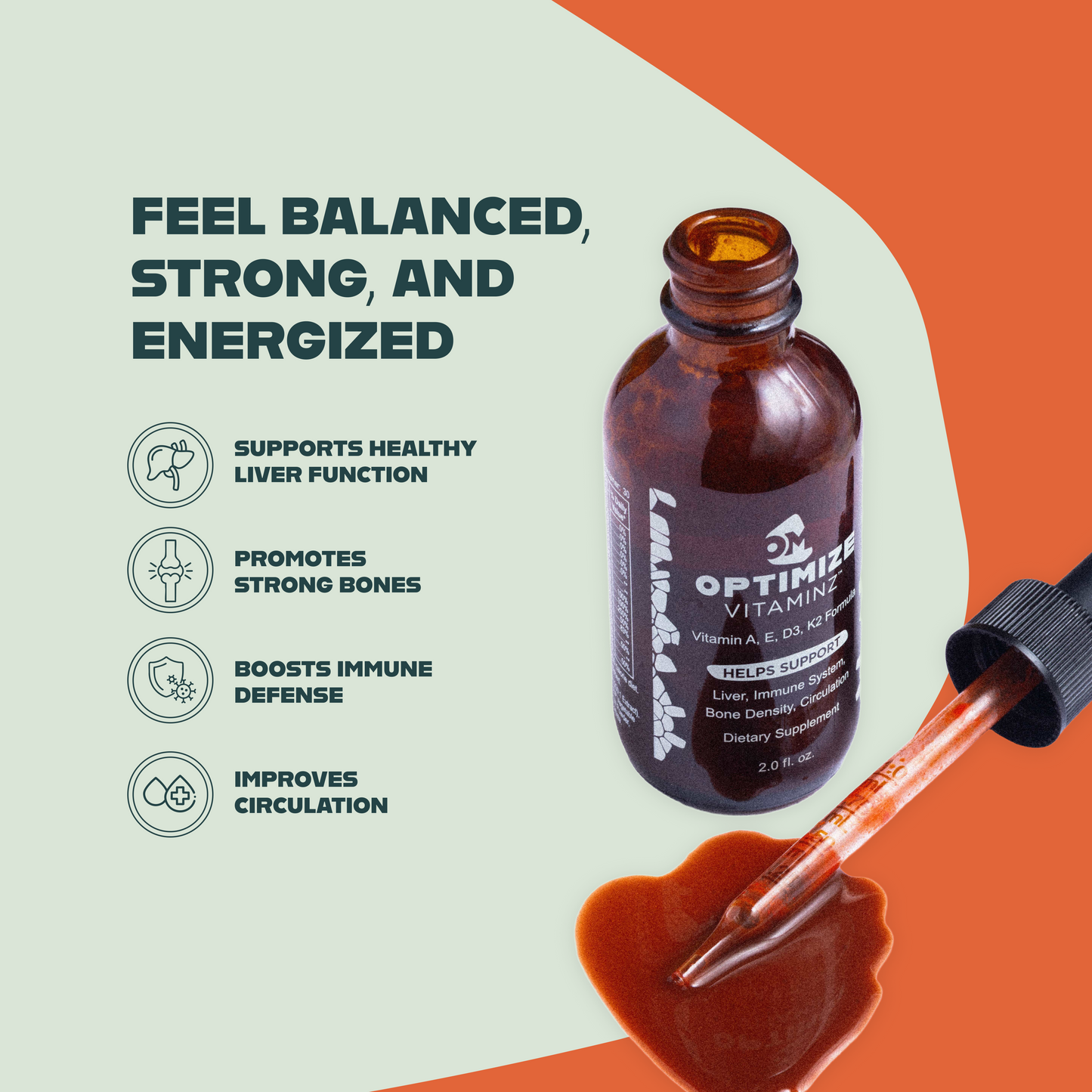 Optimize Vitaminz - Whole Food Fat-Soluble Vitamins A, D3, E, K2 (30 Day Supply)