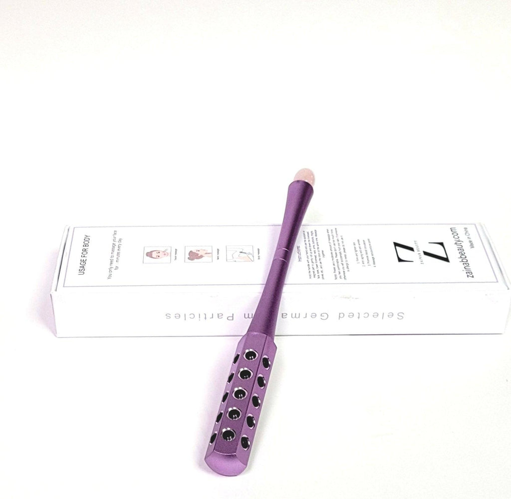 Rose Quartz Facial Massage Roller & Gua Sha Tool | Cooling Face & Body Sculpting Roller