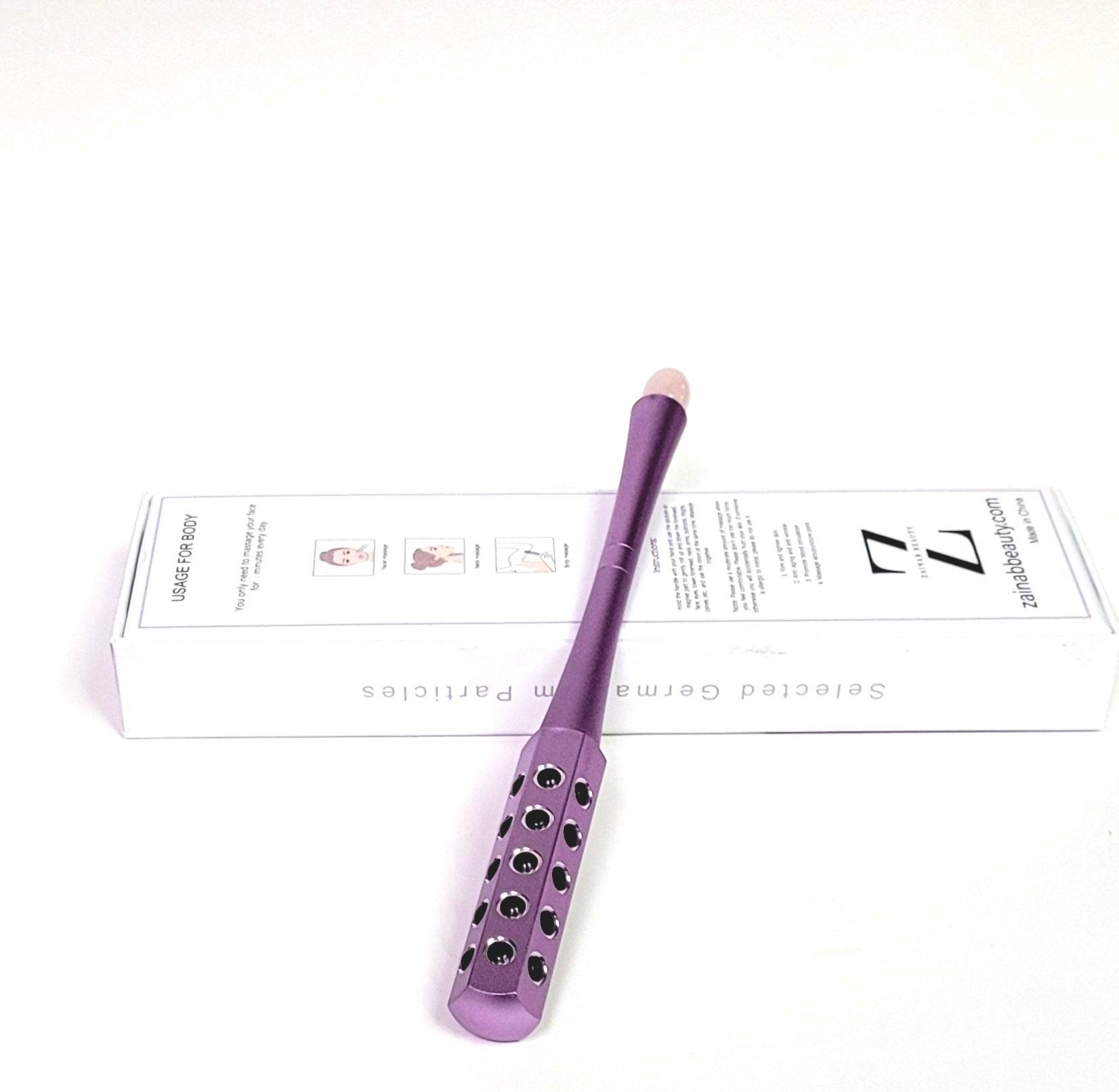 Rose Quartz Facial Massage Roller & Gua Sha Tool | Cooling Face & Body Sculpting Roller