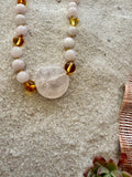Rose Quartz and Baltic Amber Necklace
