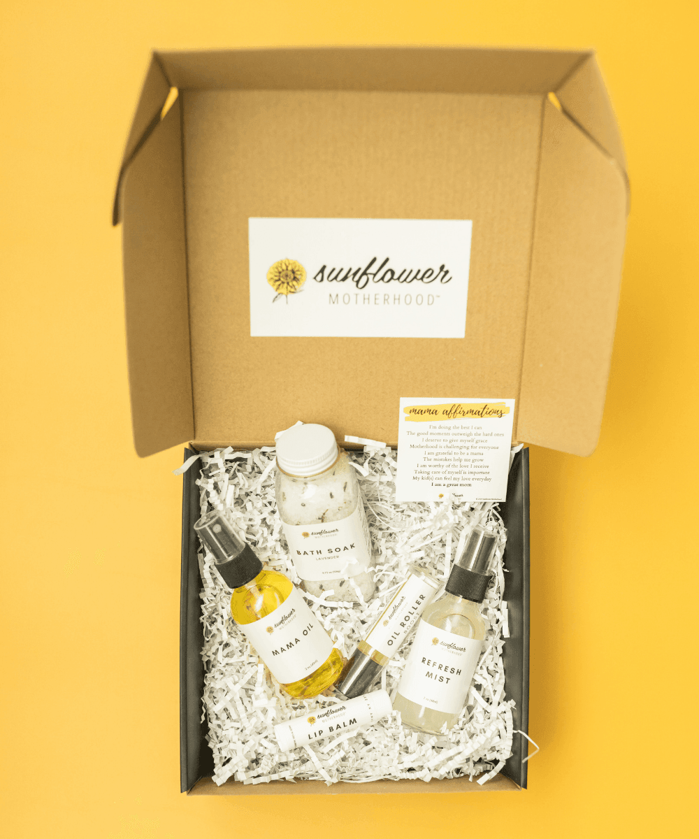 Sunflower Motherhood Self Care Gift Box for Moms