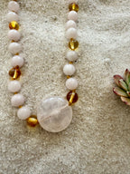 Rose Quartz and Baltic Amber Necklace
