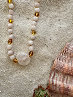 Rose Quartz and Baltic Amber Necklace