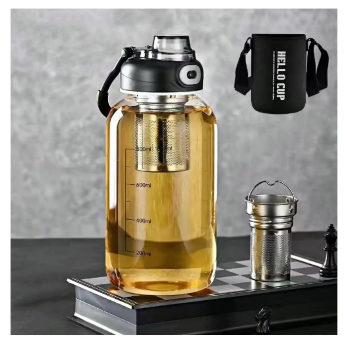 33oz Glass Tea Bottle with Infuser and Lock Lid