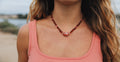Baltic Amber Necklace with Rose Quartz - Handmade Cognac Amber Jewelry