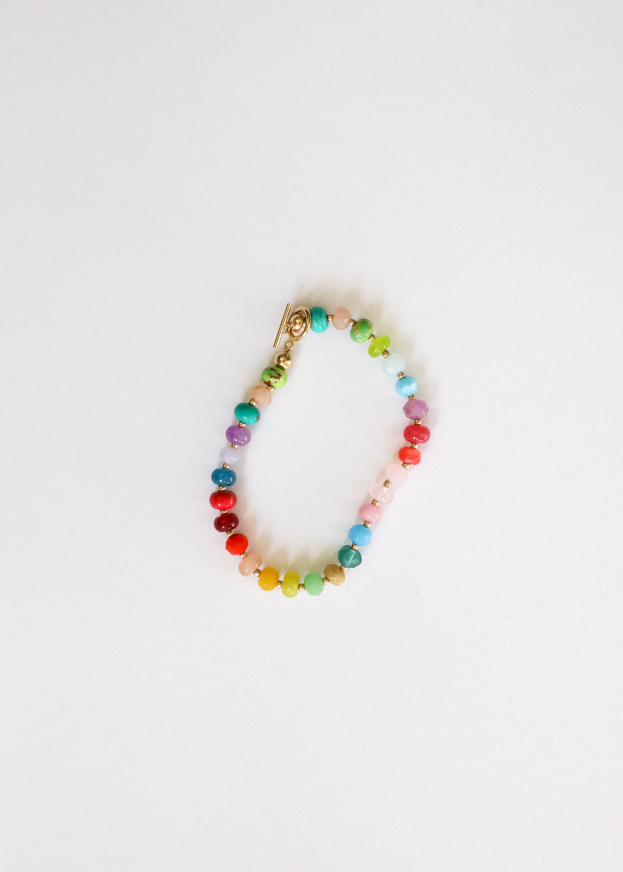 Natural Gemstone Bracelet + 14k Gold Filled Toggle : Skyline