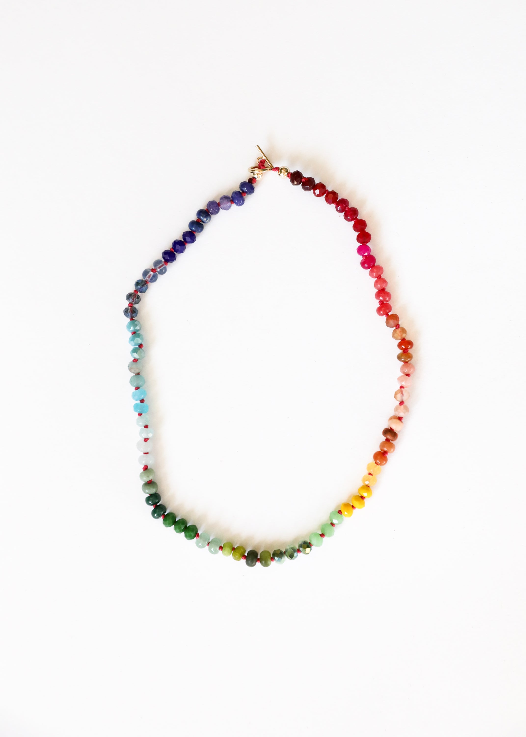 Natural Gemstone Necklace with 14k Gold Filled Toggle