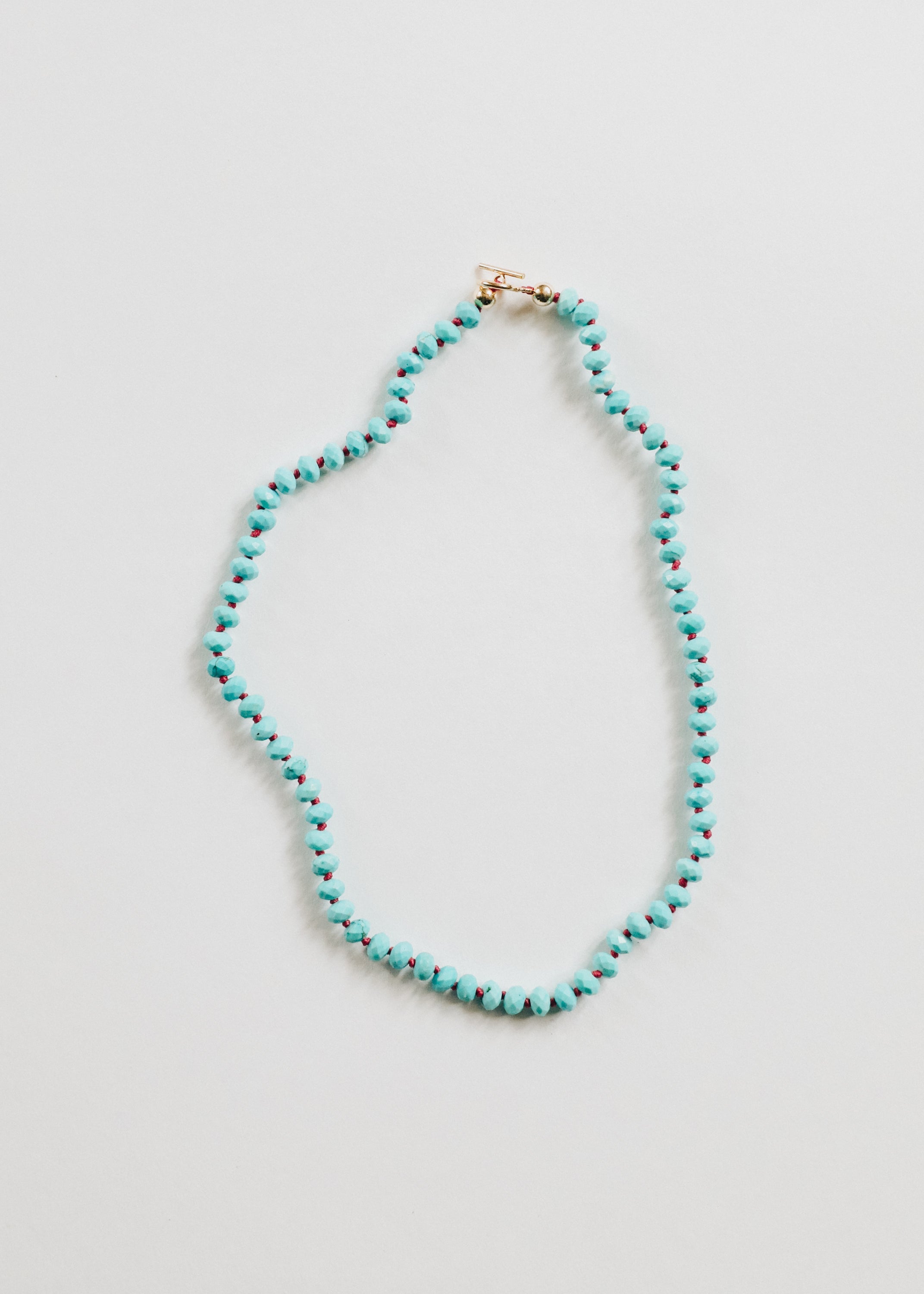 Turquoise Gemstone Necklace - 14K Gold Filled Toggle Clasp