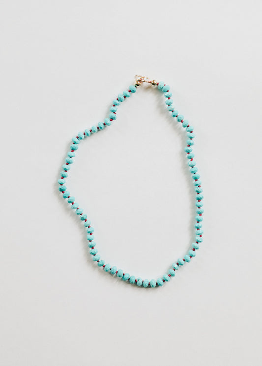 Turquoise Gemstone Necklace - 14K Gold Filled Toggle Clasp