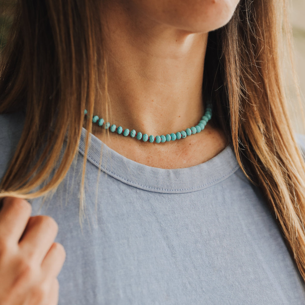 Turquoise Gemstone Necklace - 14K Gold Filled Toggle Clasp