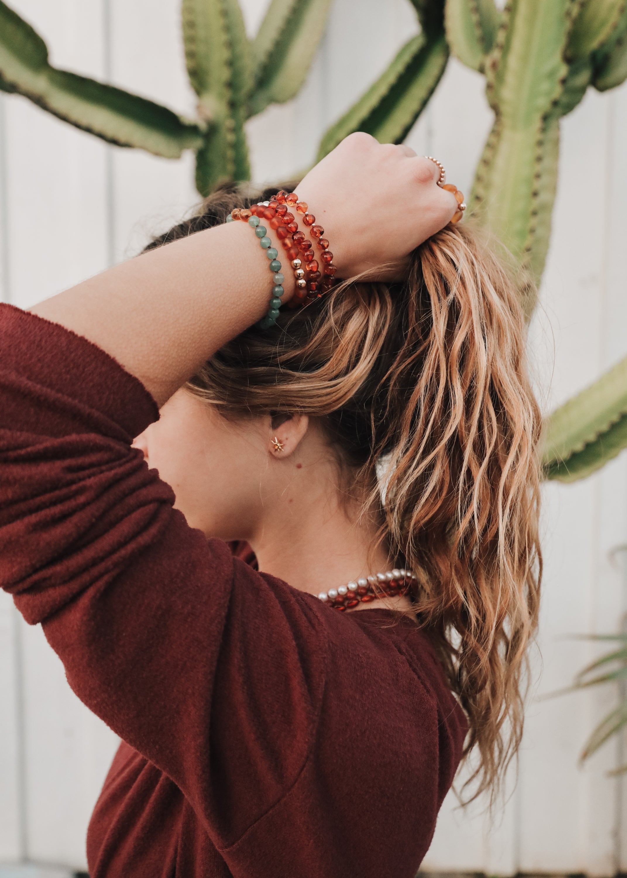 Shungite and 14k Gold Filled Sun Moon Bracelet Set