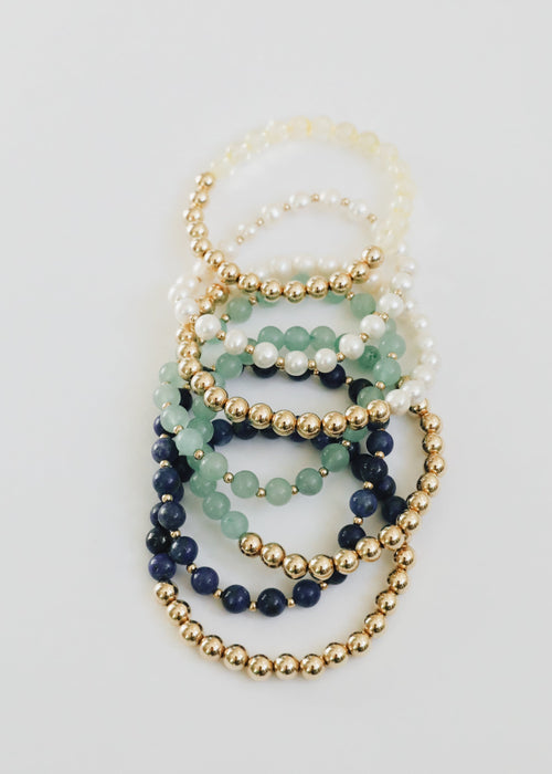 Aventurine Gemstone Bracelet - 14K Gold Filled Beaded Stretch Bracelet