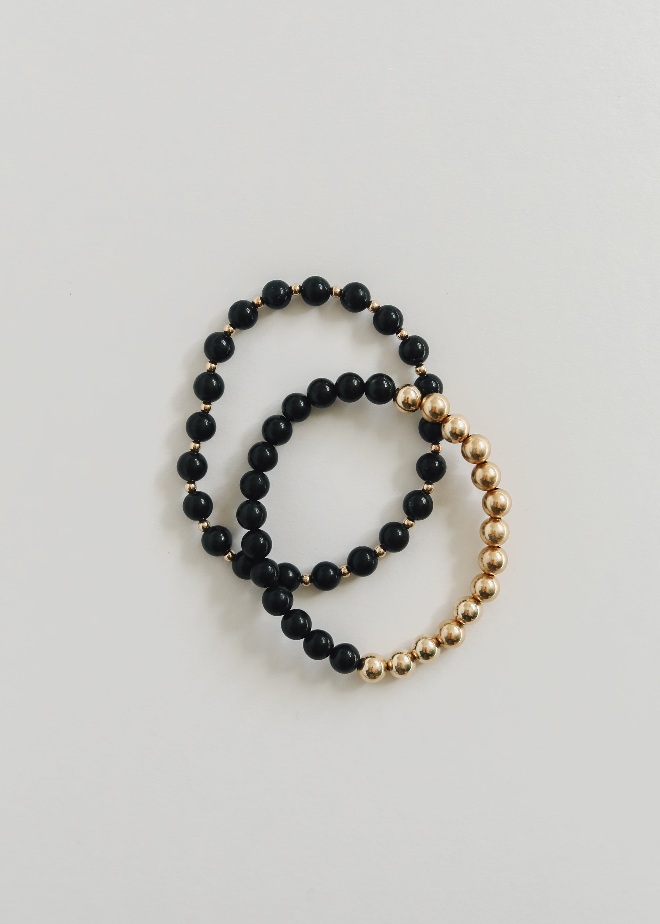 Shungite and 14k Gold Filled Sun Moon Bracelet Set