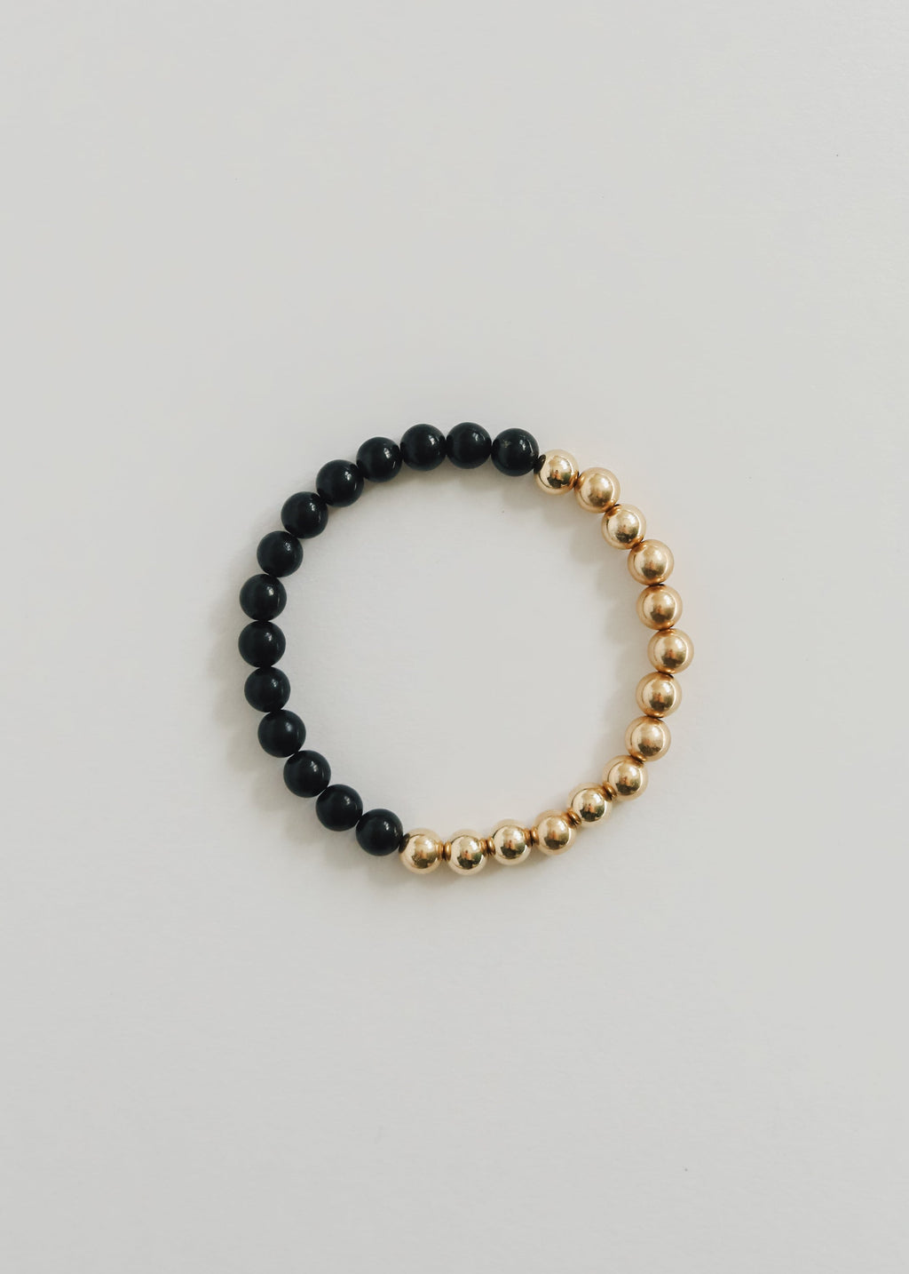 Shungite and 14k Gold Filled Sun Moon Bracelet Set