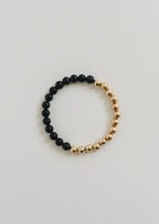 Shungite and 14k Gold Filled Sun Moon Bracelet Set