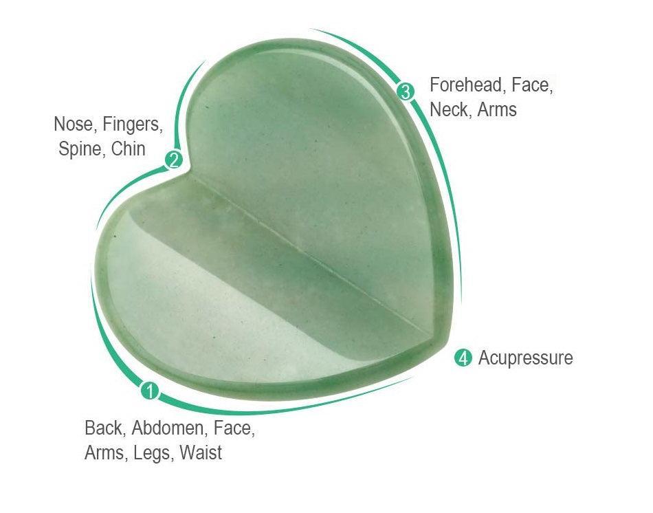 Jade Heart Facial Gua Sha - Natural Stone Massage Tool