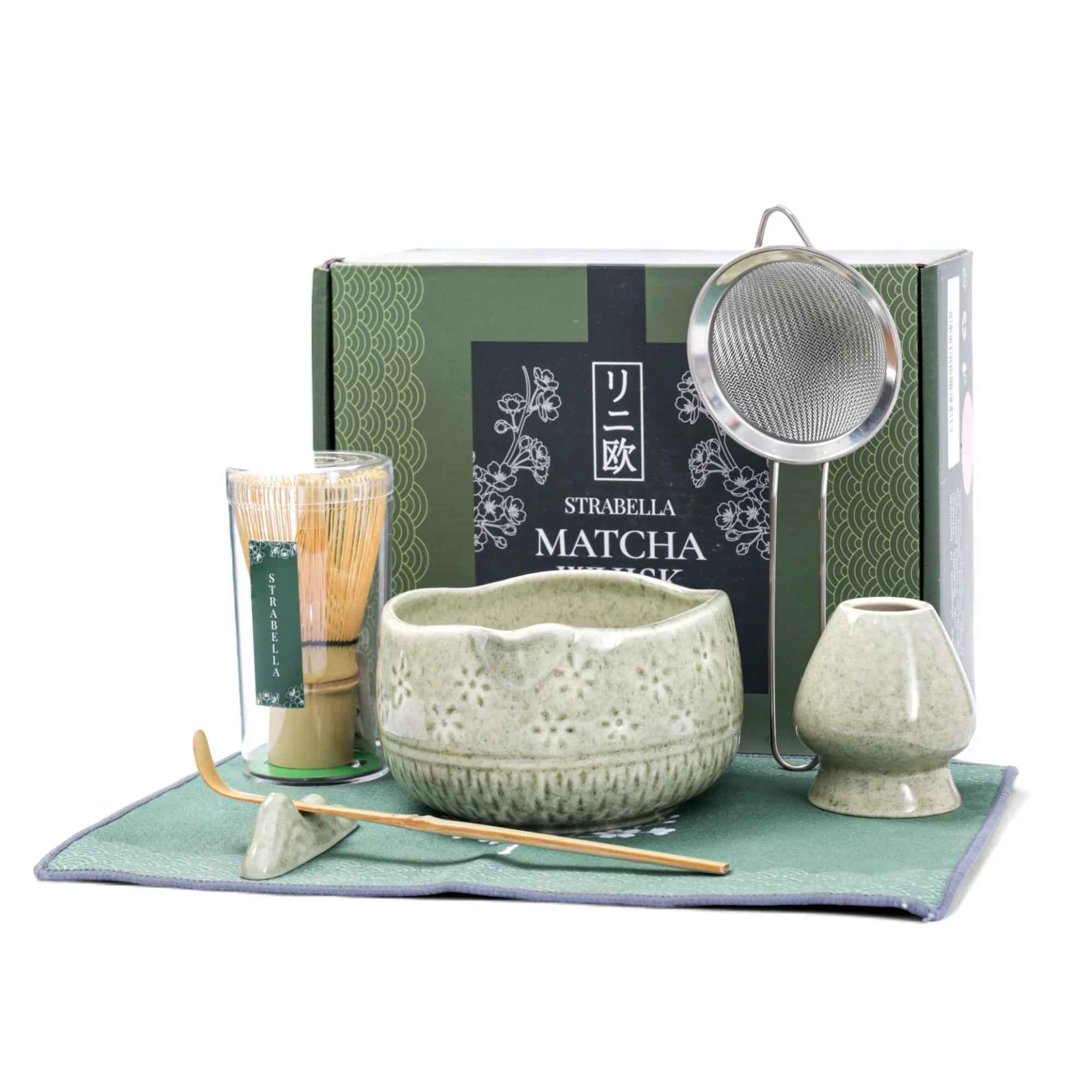 Strabella Matcha Whisk Set – Bamboo Whisk & Ceramic Bowl