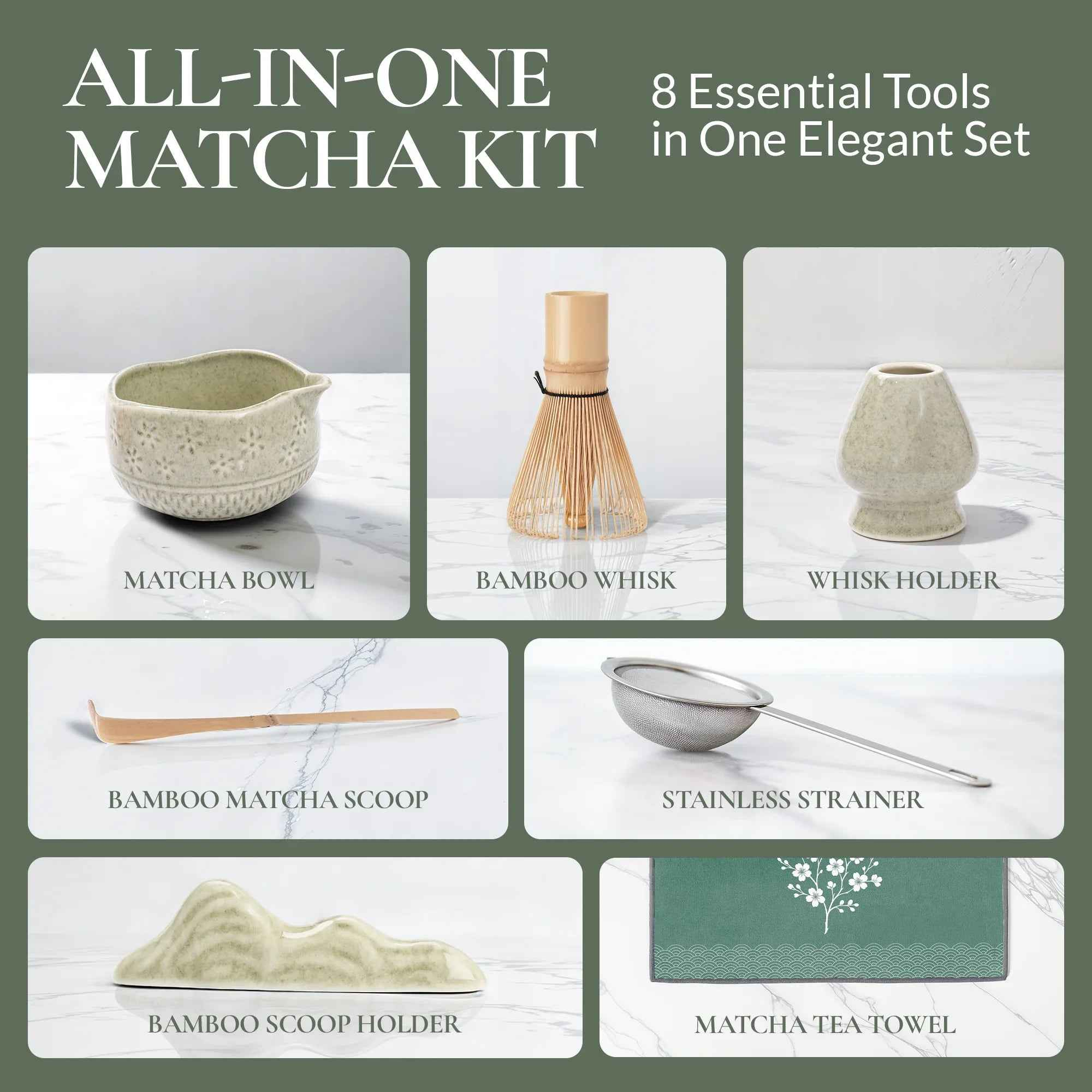 Strabella Matcha Whisk Set – Bamboo Whisk & Ceramic Bowl