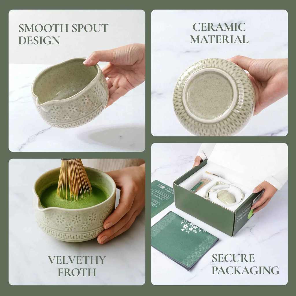 Strabella Matcha Whisk Set – Bamboo Whisk & Ceramic Bowl