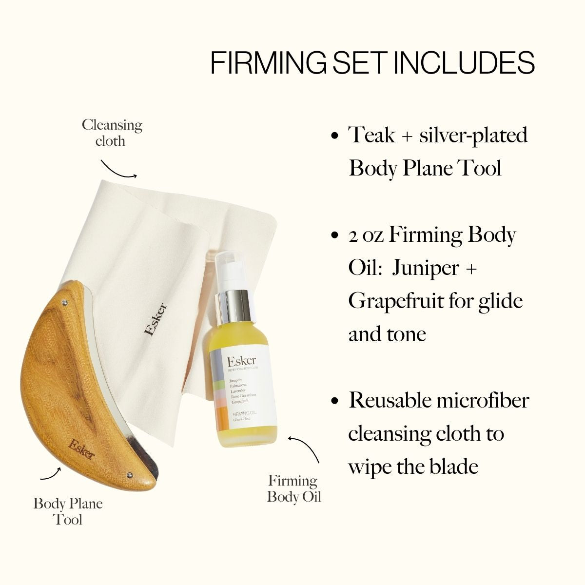 Body Plane Set - Exfoliating Tool + Body Oil Gift Set