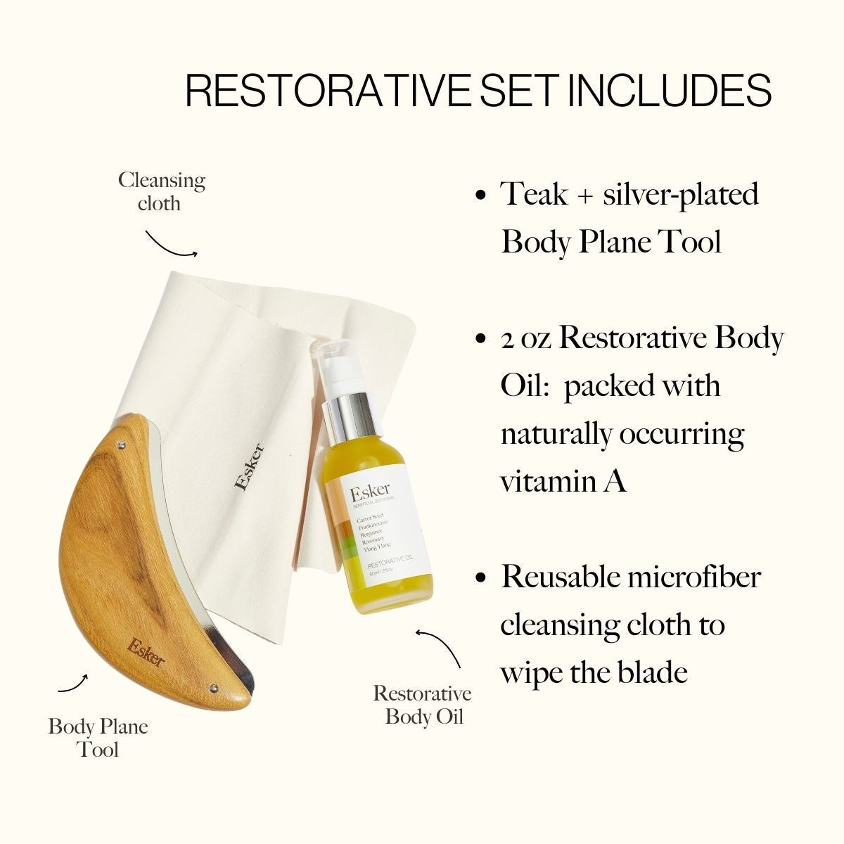 Body Plane Set - Exfoliating Tool + Body Oil Gift Set