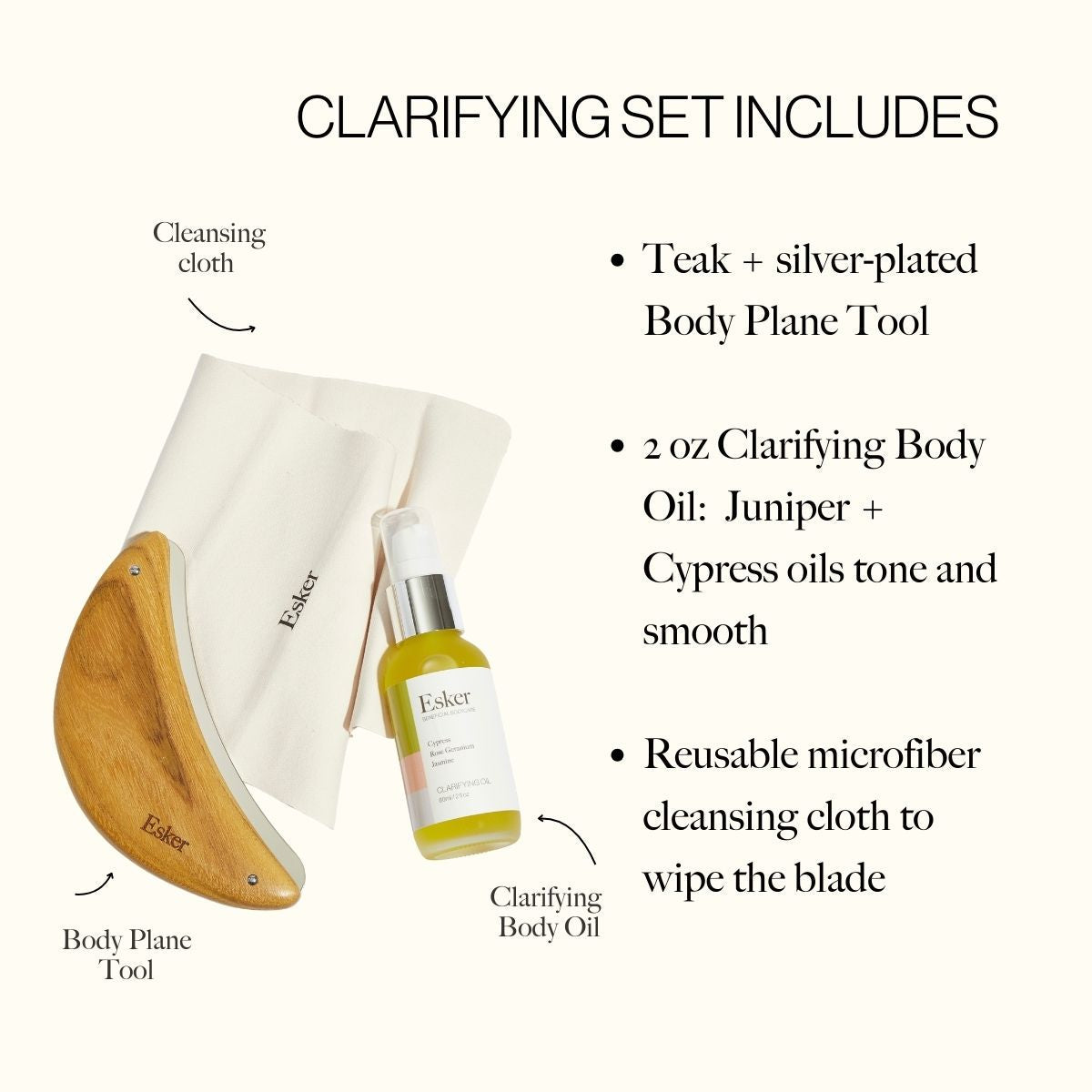 Body Plane Set - Exfoliating Tool + Body Oil Gift Set