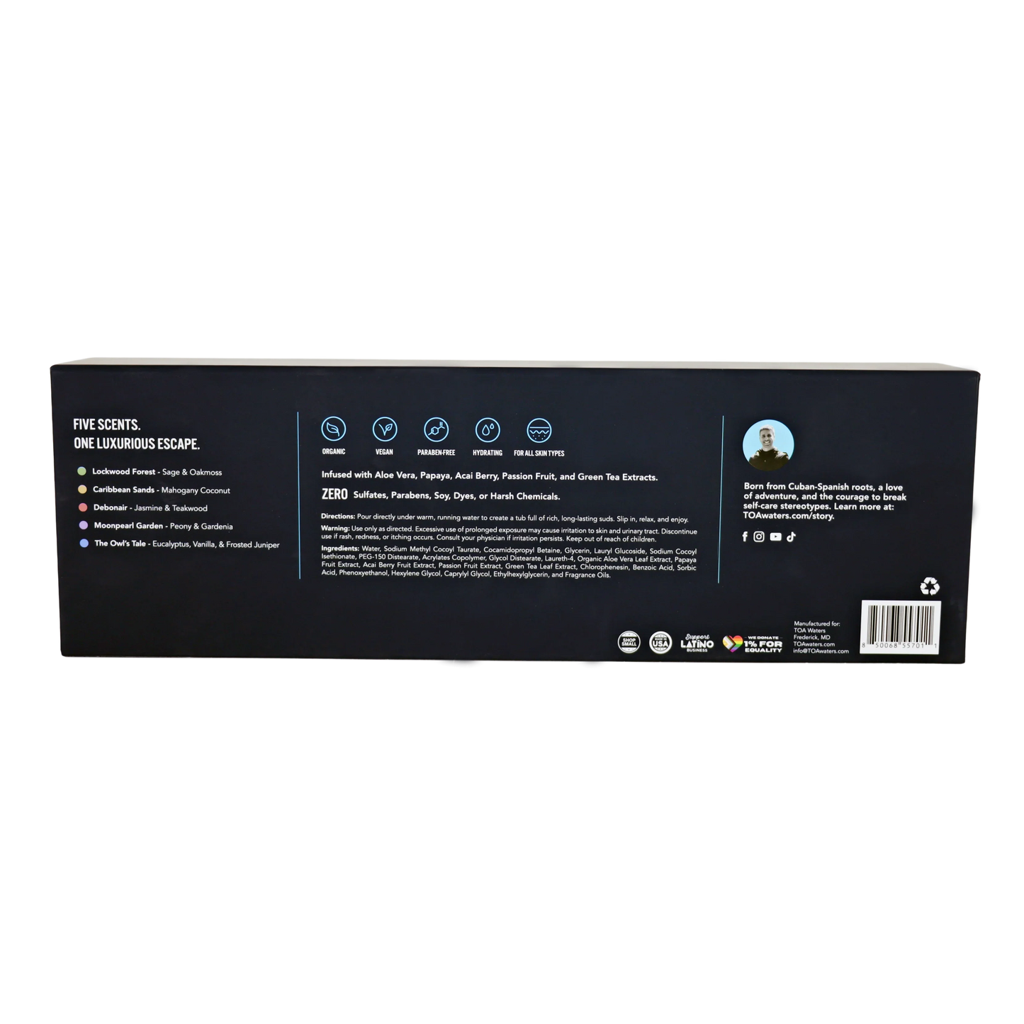 Liquid Bath Bomb Gift Set - 5 Organic Vegan Bath Soaks