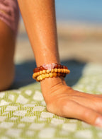 Raw Ombre Baltic Amber and Lava Stone Bracelet