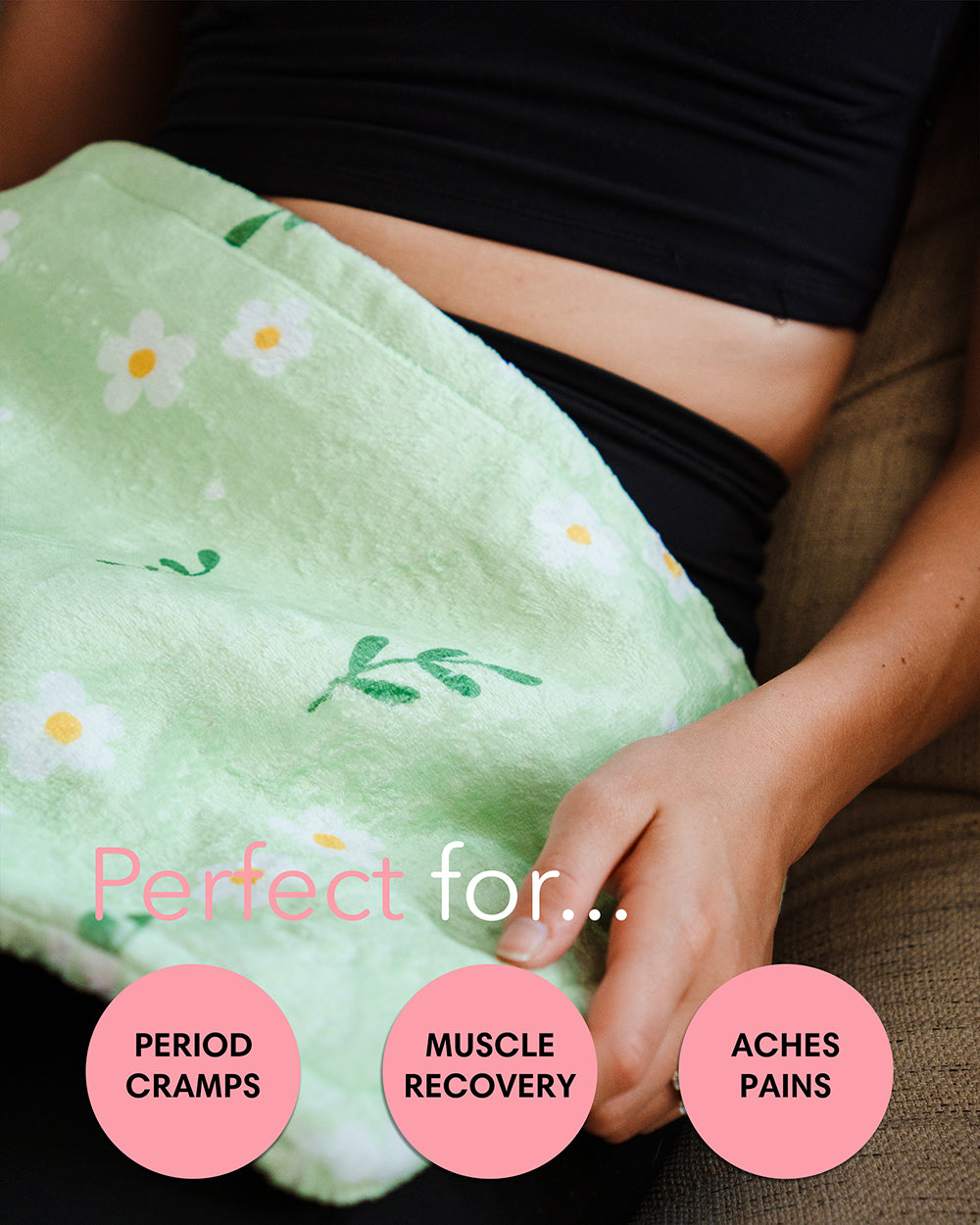 Fern and Daisy Cute Heating Pad - Ultra-Soft Machine Washable