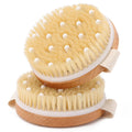 Dry Body Brush 2 Pack - Natural Boar Bristle Exfoliating Brushes