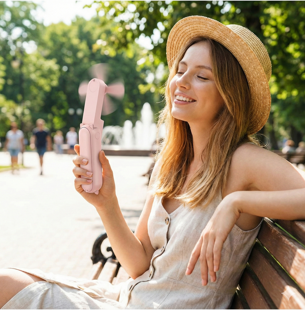 Cat Ear Folding Mini USB Hand Fan with Power Bank