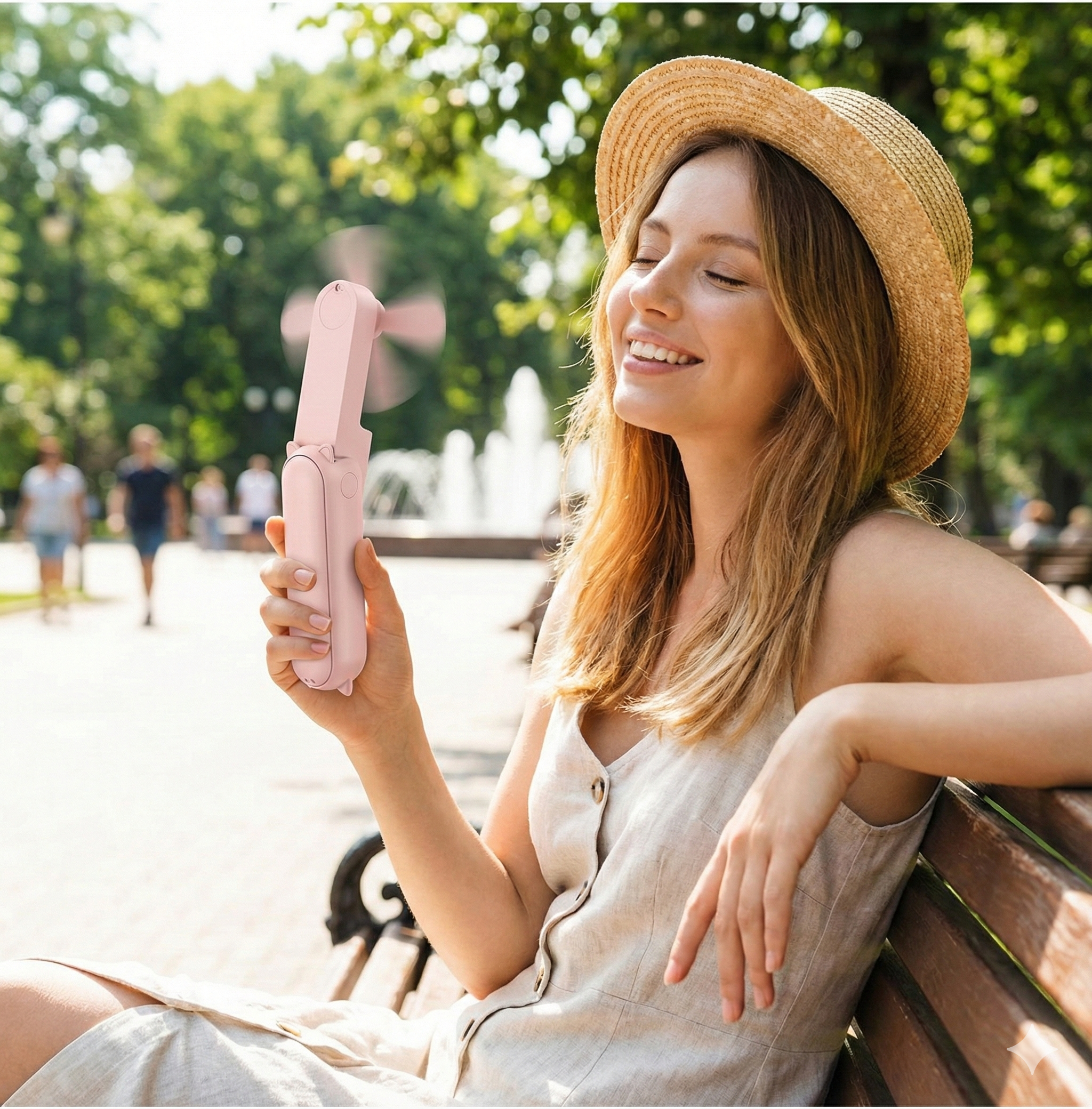 Cat Ear Folding Mini USB Hand Fan with Power Bank