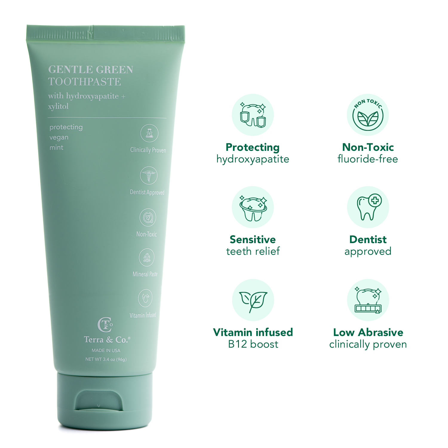 Gentle Green Sensitive Toothpaste with Hydroxyapatite and B12 Fluoride Free