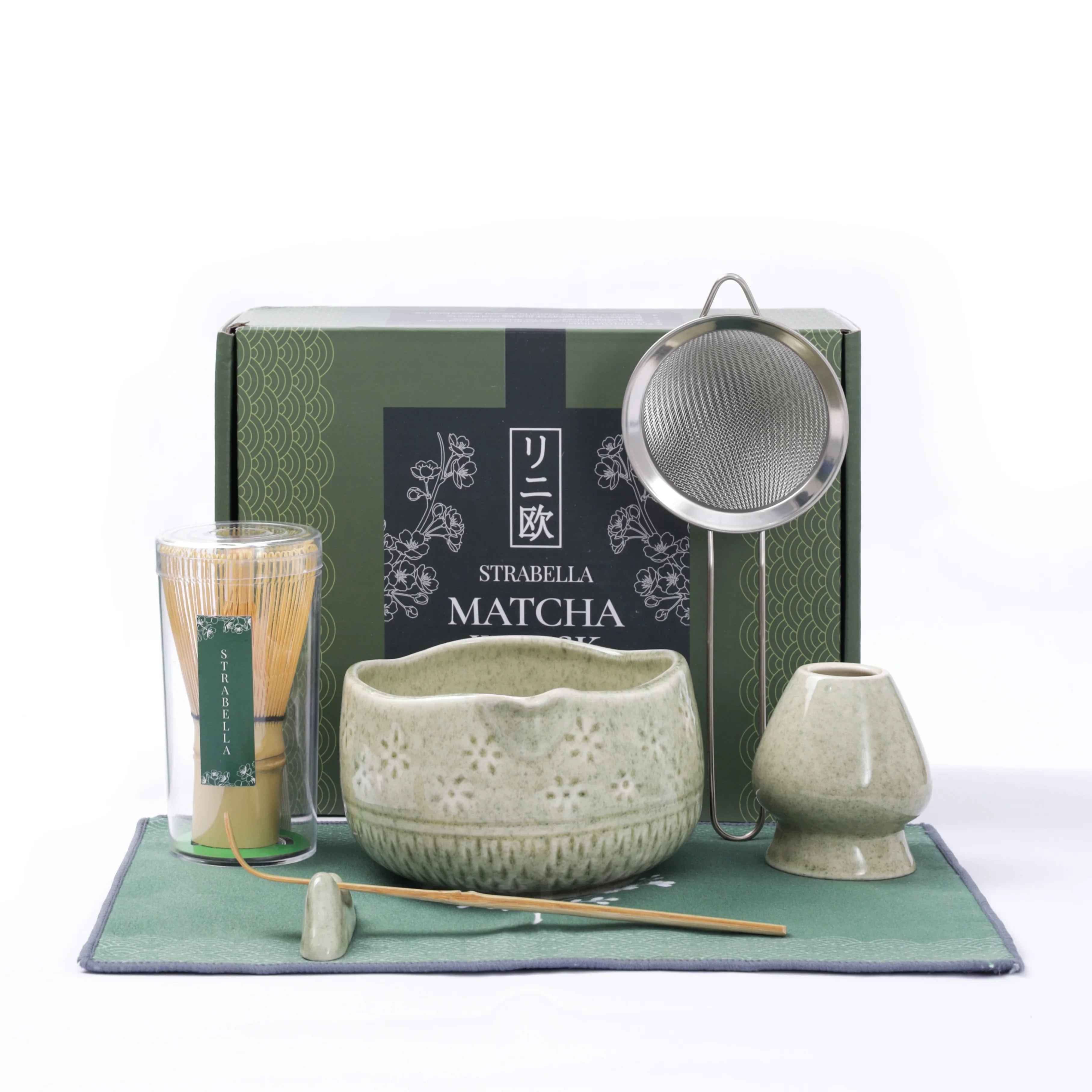 Strabella Matcha Whisk Set – Bamboo Whisk & Ceramic Bowl