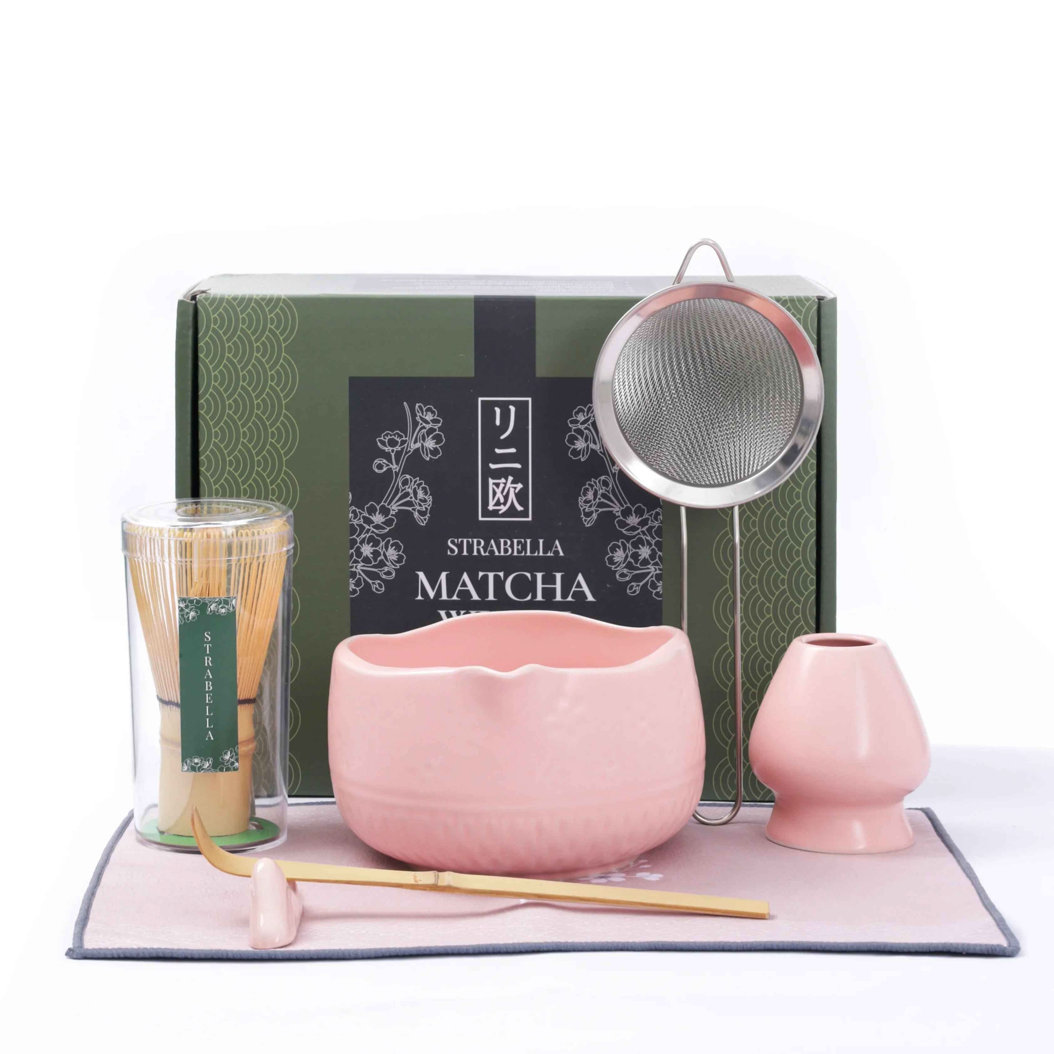 Strabella Matcha Whisk Set – Bamboo Whisk & Ceramic Bowl
