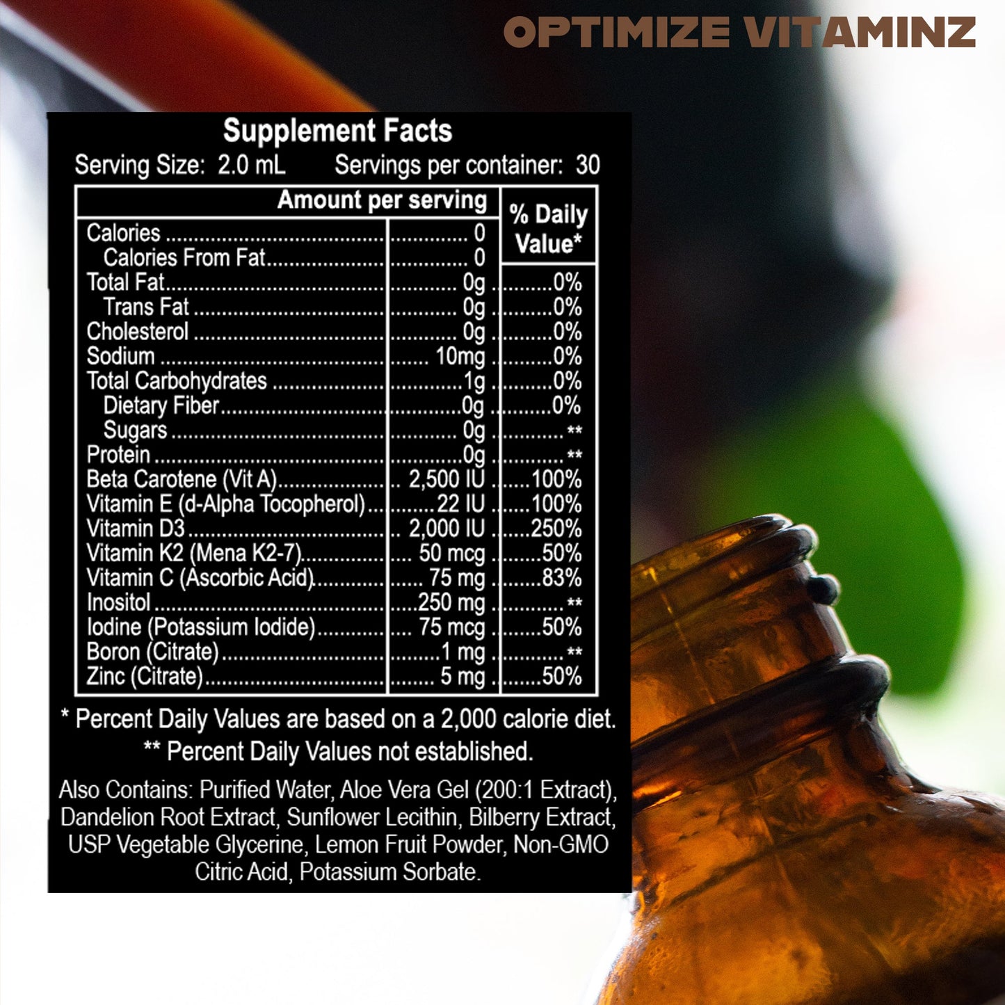 Optimize Vitaminz - Whole Food Fat-Soluble Vitamins A, D3, E, K2 (30 Day Supply)