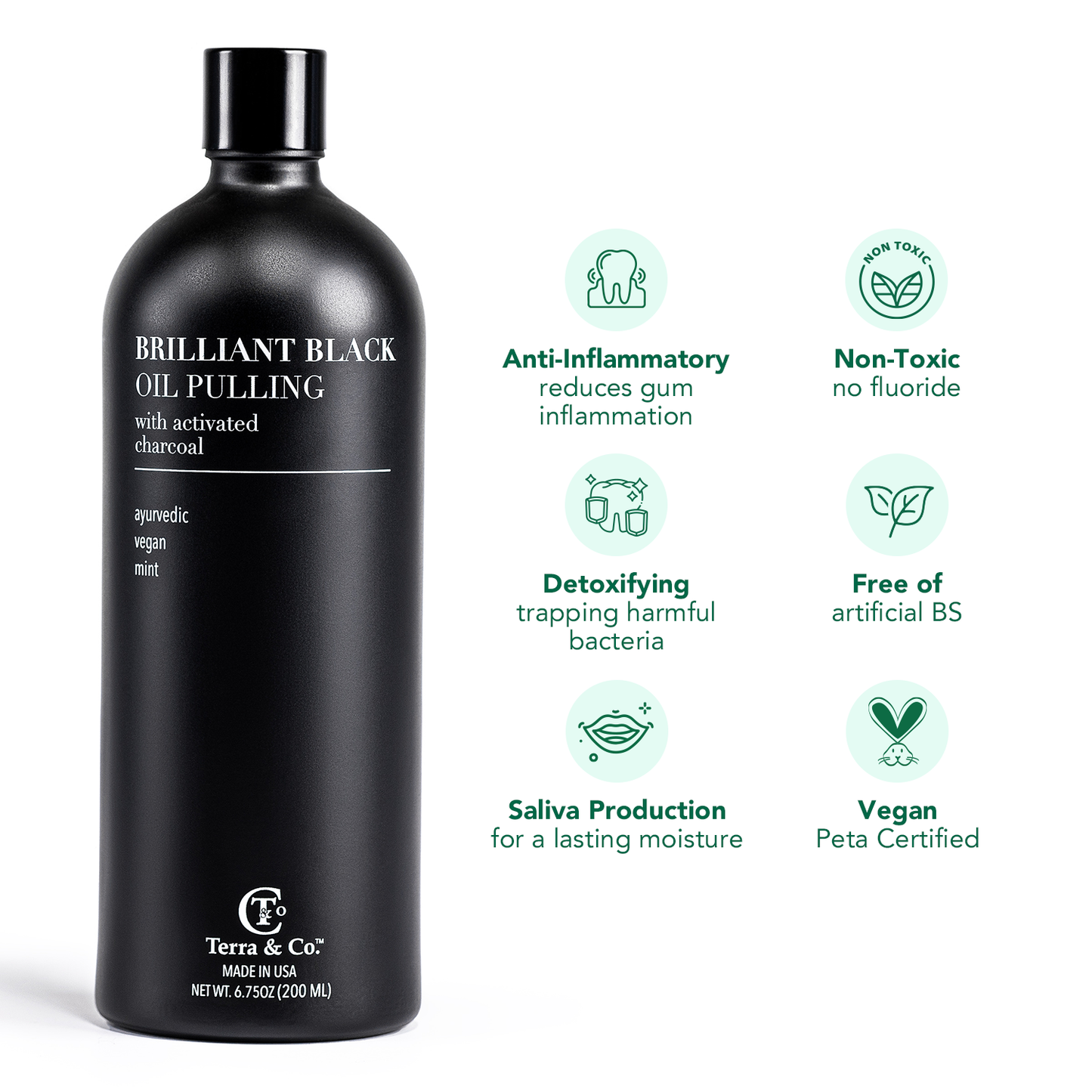 Brilliant Black Oil Pulling Ayurvedic Mouthwash for Teeth Whitening