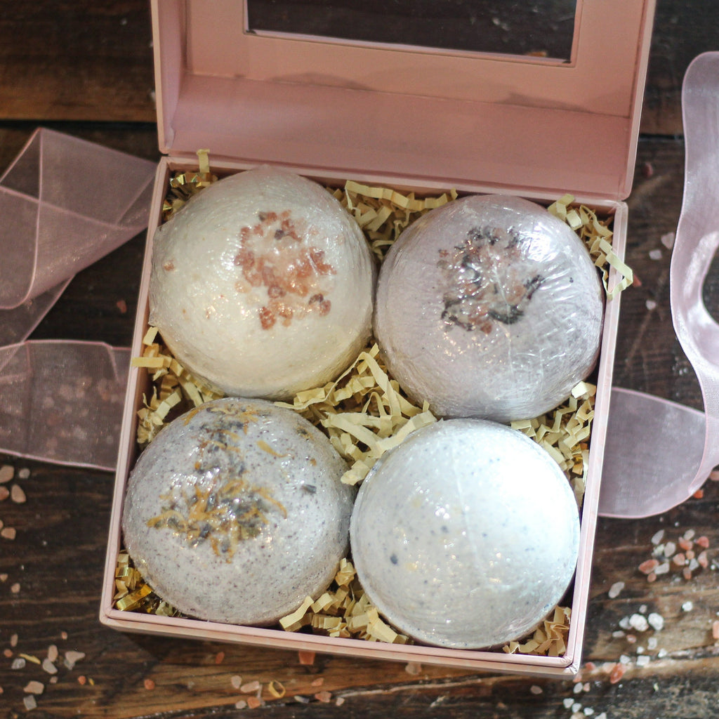 Natural Bath Bomb Gift Set - 4-Pack Assorted Scents