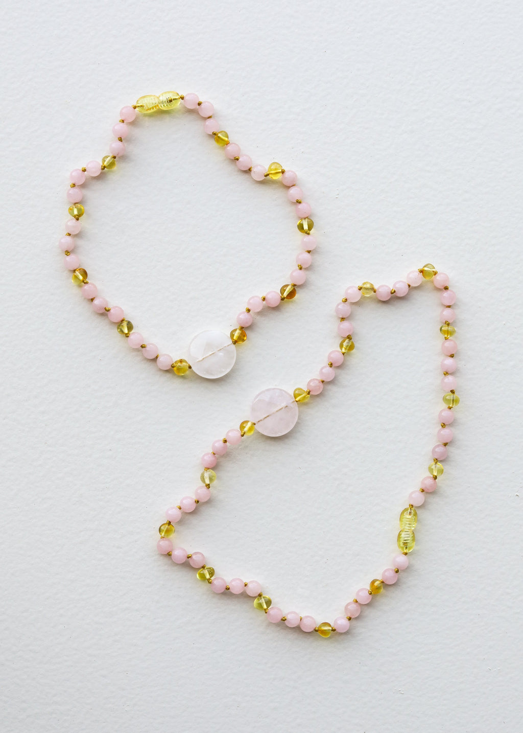 Rose Quartz and Baltic Amber Necklace