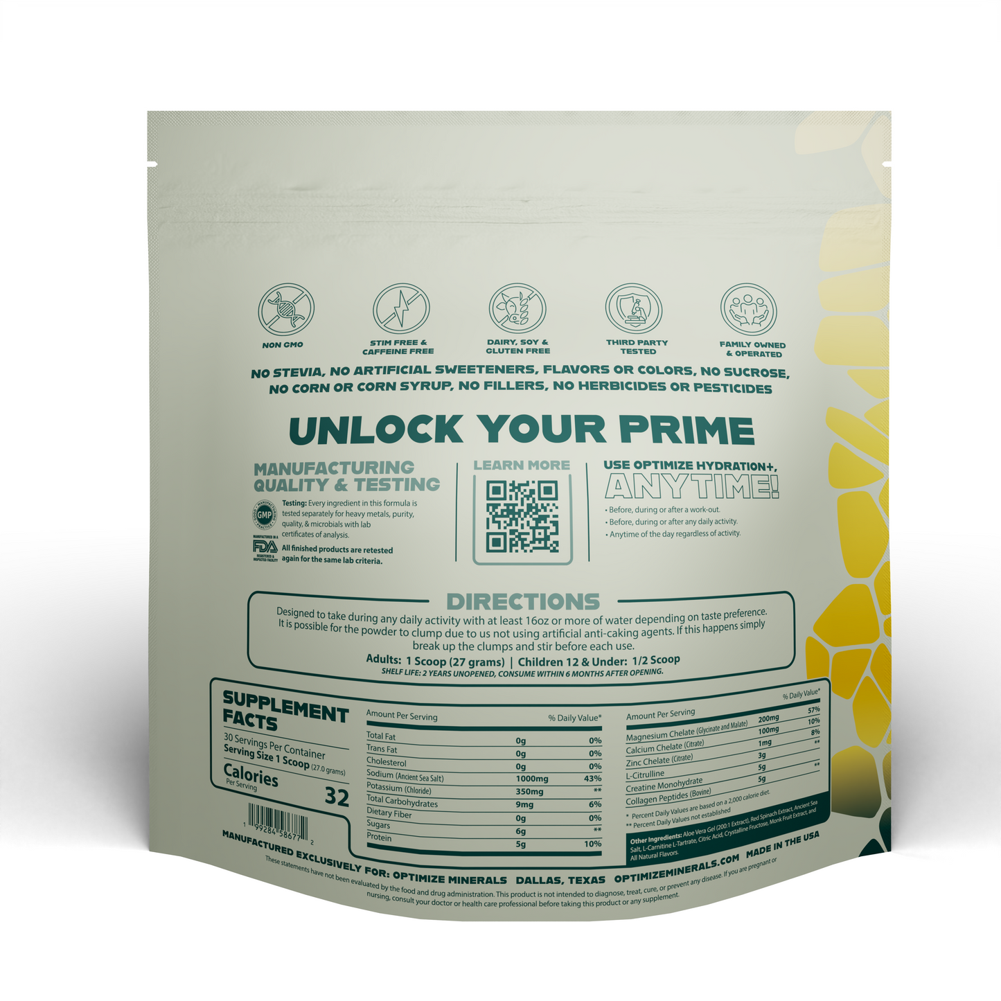 Optimize Hydration+ Electrolyte Powder with Creatine & Collagen - 30 Day Supply