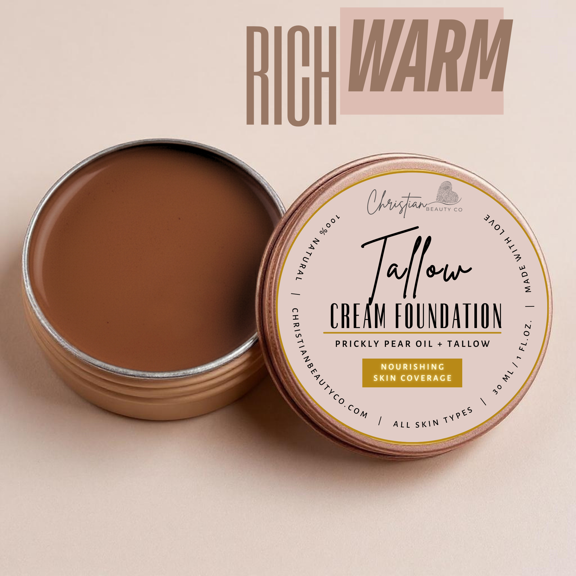 Tallow Cream Foundation | Buildable Coverage with Grass-Fed Tallow