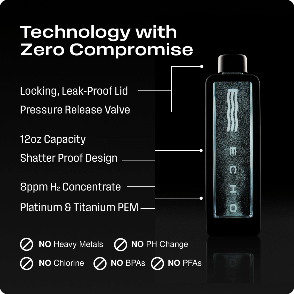 ECHO Flask Hydrogen Water Bottle - 8 PPM Molecular Hydrogen Generator