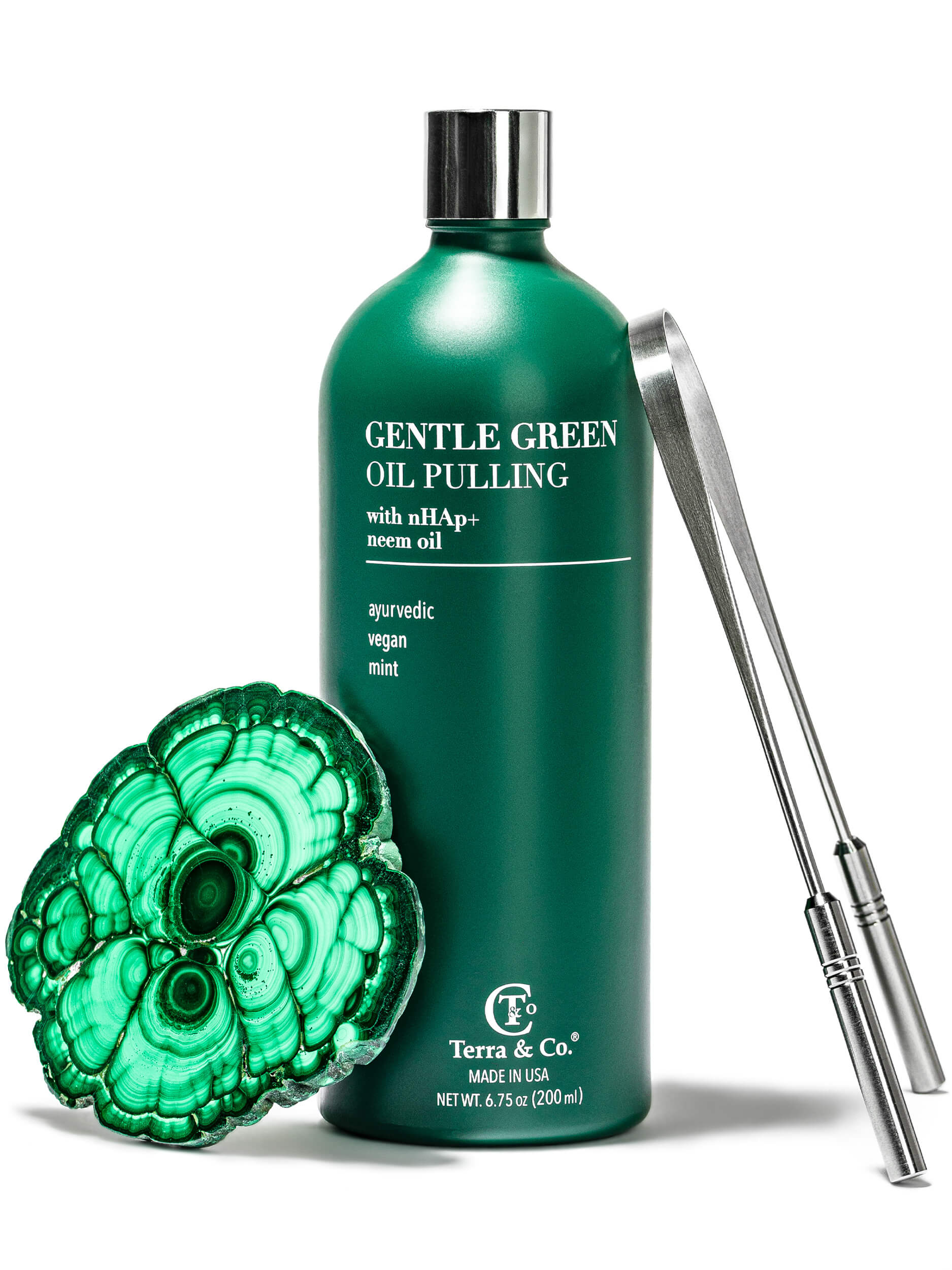 Gentle Green Oral Care Bundle - Tongue Scraper and Oil Pulling