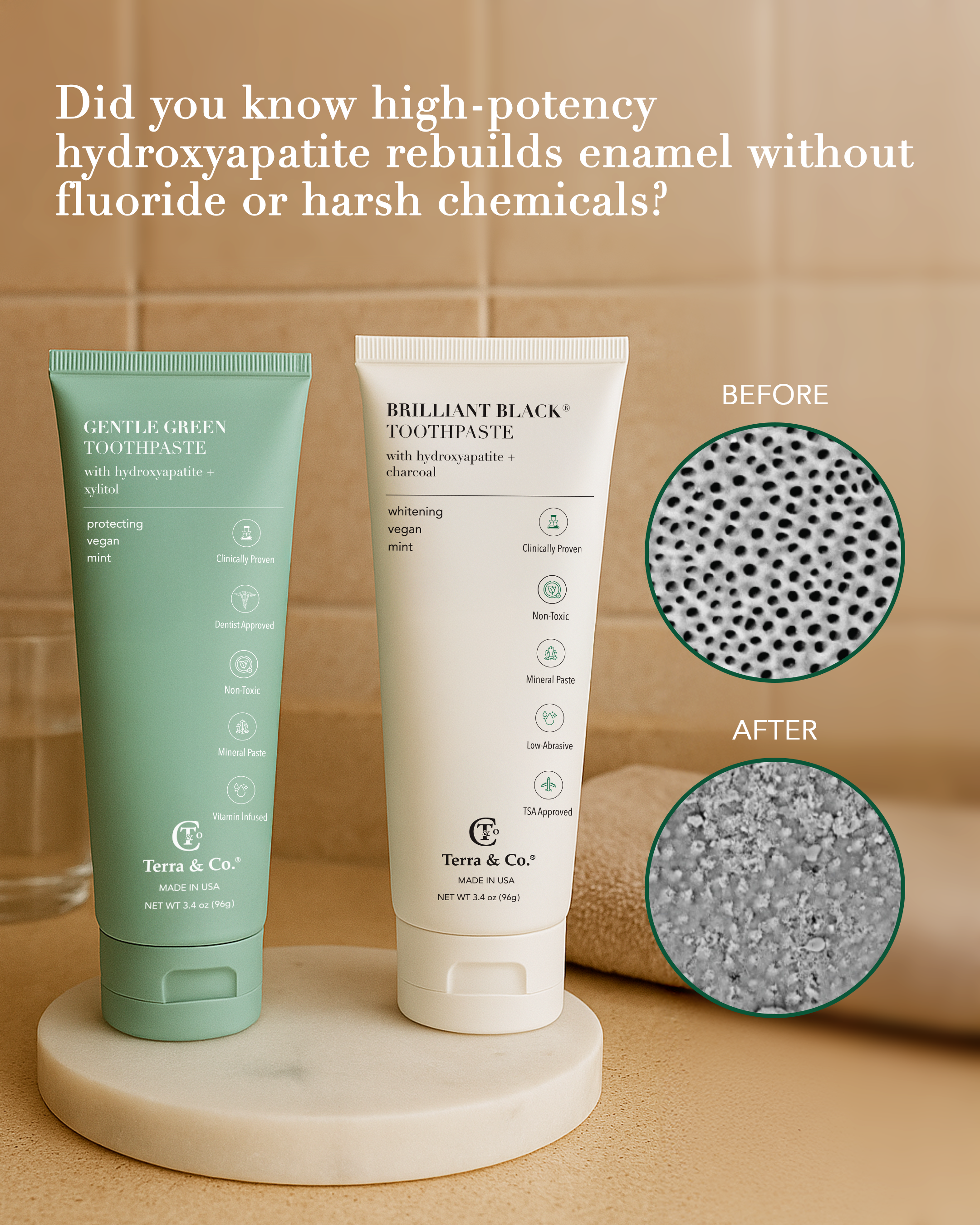Natural Charcoal Toothpaste and Hydroxyapatite Bundle Fluoride Free