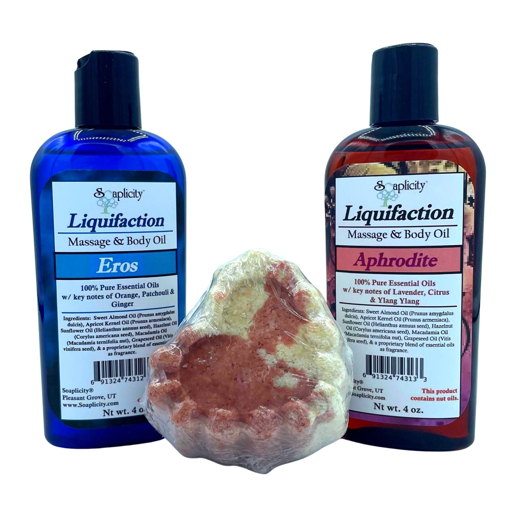 Romantic Couples Spa Gift Set | Massage Oils & Bath Bomb