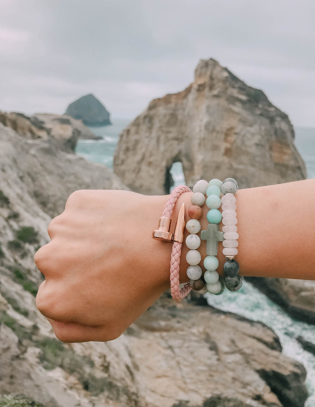 Amazonite Cross Bracelet