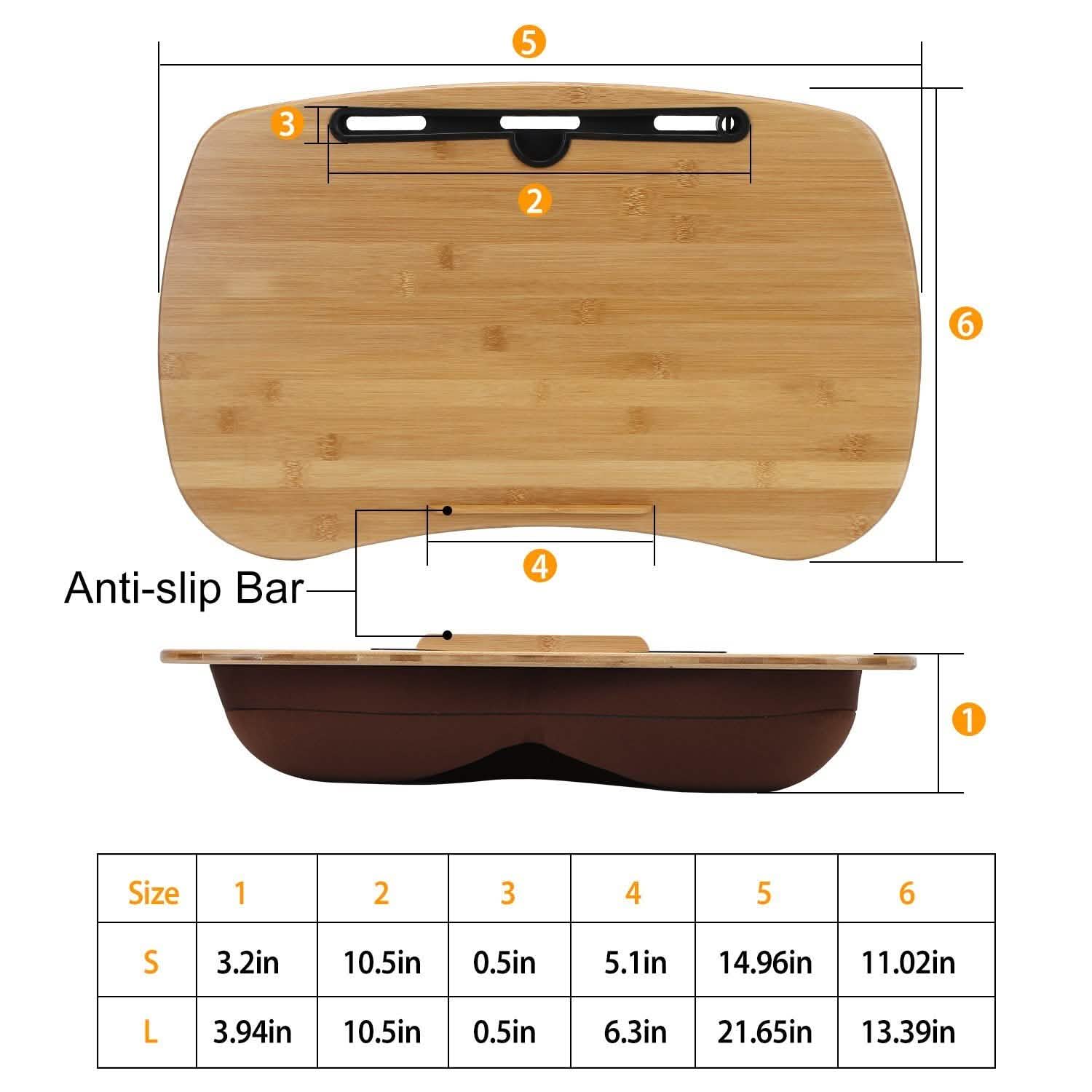 Bamboo Laptop Lap Desk with Pillow Cushion
